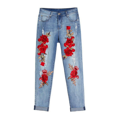 Pantalones Vaqueros Largos Sueltos con Rotos para Mujer Talla Grande - Image 7