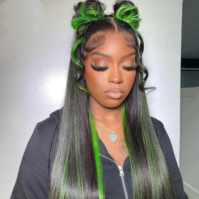 Peluca Lace Wig Cabello Liso con Highlights Verde - Image 14
