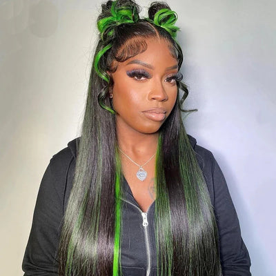 Peluca Lace Wig Cabello Liso con Highlights Verde - Image 18