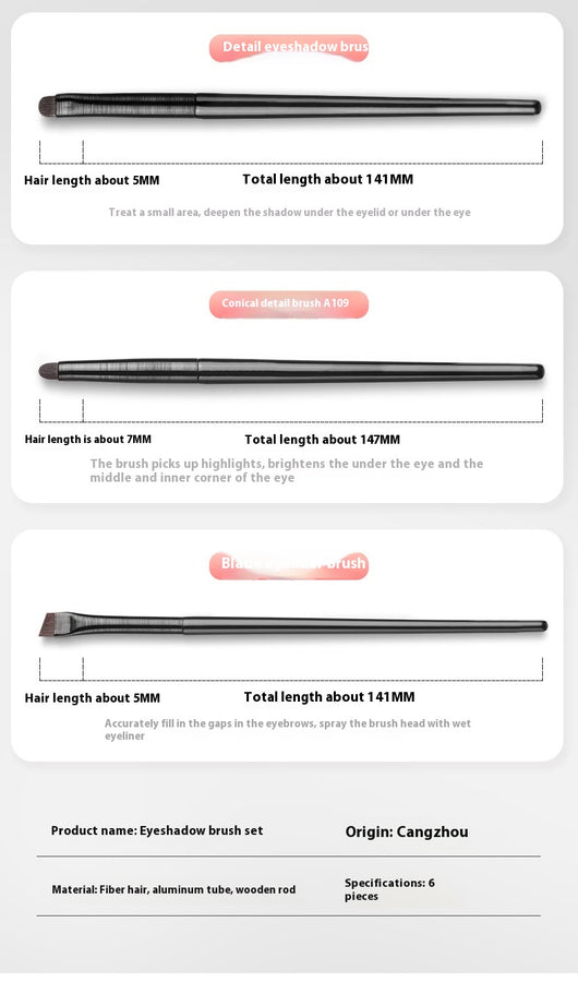 Set de 6 Brochas para Sombras de Ojos - Herramientas de Maquillaje para Principiantes - Image 16