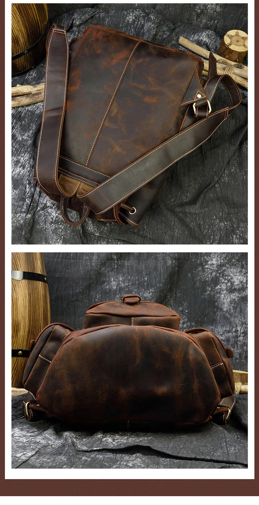 Mochila Casual de Cuero Genuino Estilo Retro para Hombre - Image 20