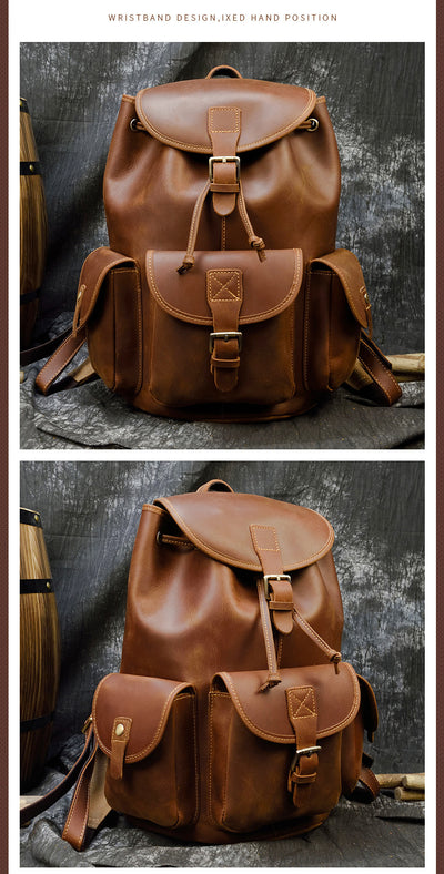 Mochila Casual de Cuero Genuino Estilo Retro para Hombre - Image 21
