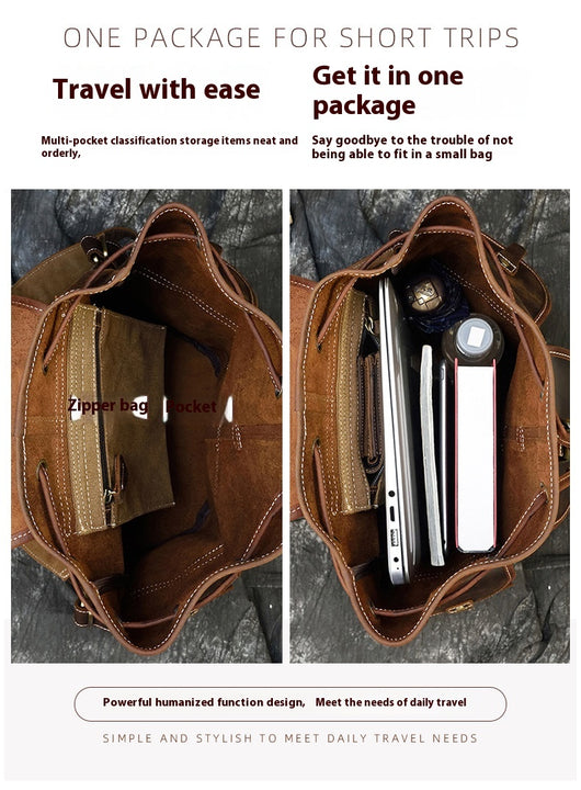 Mochila Casual de Cuero Genuino Estilo Retro para Hombre - Image 24