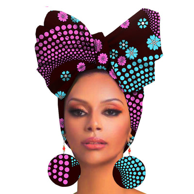 Turbante de Algodón Estampado con Aretes Oversize - Image 23