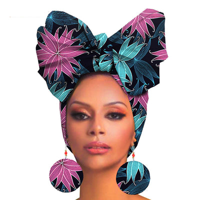 Turbante de Algodón Estampado con Aretes Oversize - Image 35