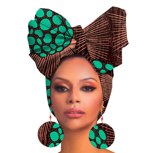 Turbante de Algodón Estampado con Aretes Oversize - Image 39