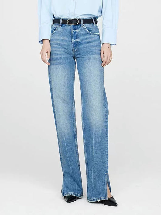 Jeans Rectos Azul Nórdico Cintura Media con Cierre de Botones para Mujer - Image 17