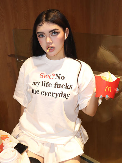 Camiseta Manga Corta con Eslogan Creativo de Letras Estampadas - Image 15