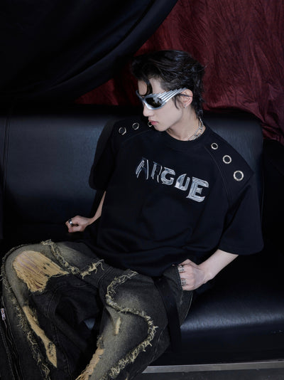 Camiseta Holgada con Diseño de Anillo Metálico y Hombro Acolchado - Image 16