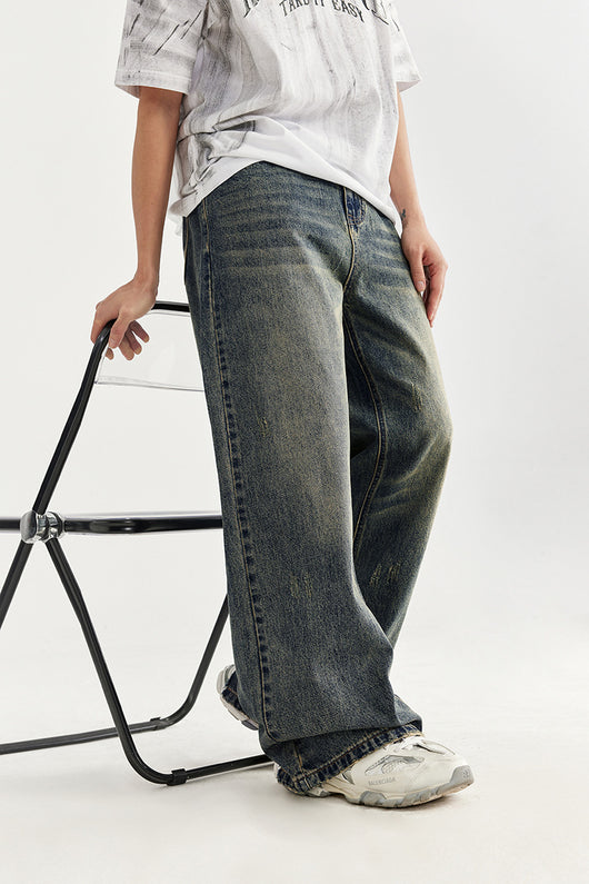 Pantalones Vaqueros Rectos Baggy con Detalles Vintage y Efecto Gastado - Image 16