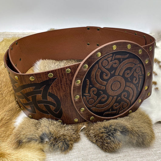 Cinturón Ancho Retro Estilo Caballero con Hebilla Medieval - Image 11