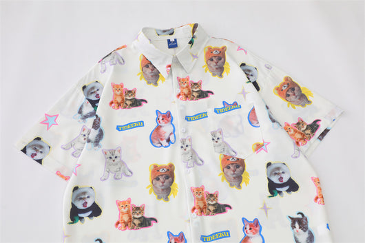 Camisa Estampada con Diseño Gatito para Hombre - Image 27