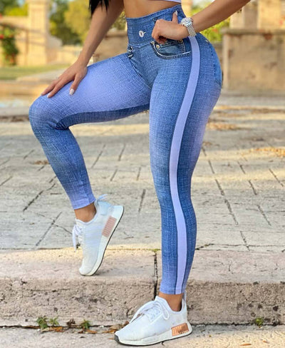 Pantalones Yoga Denim Ajustados de Secado Rápido para Mujer - Image 18