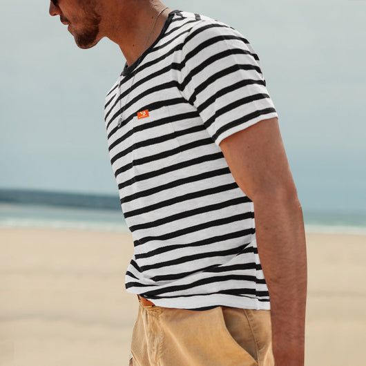 Camiseta Rayada de Manga Corta para Hombre - Comodidad de Verano - Image 12