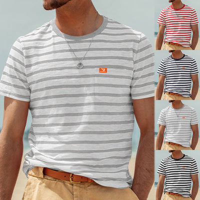 Camiseta Rayada de Manga Corta para Hombre - Comodidad de Verano - Image 14