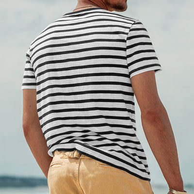 Camiseta Rayada de Manga Corta para Hombre - Comodidad de Verano - Image 15