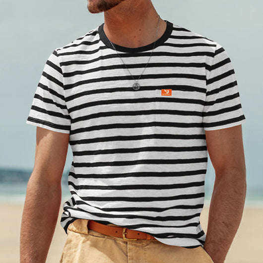 Camiseta Rayada de Manga Corta para Hombre - Comodidad de Verano - Image 22