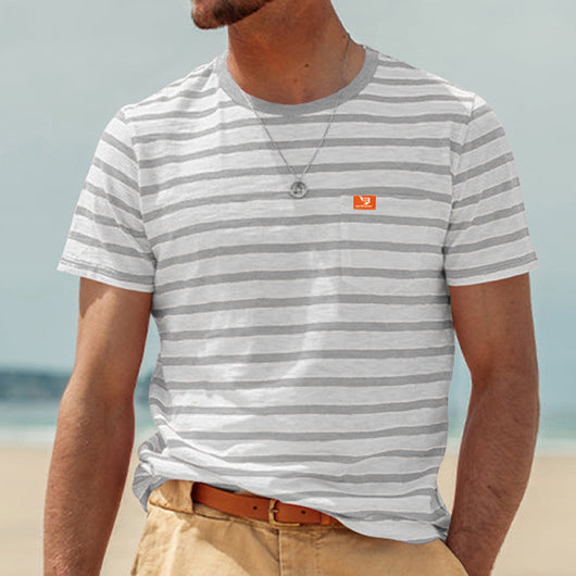 Camiseta Rayada de Manga Corta para Hombre - Comodidad de Verano - Image 27
