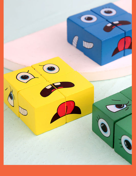 Cubo Mágico de Madera con Patrones de Expresiones - Bloques Educativos Montessori - Image 26