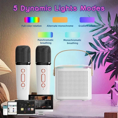 Equipo de Karaoke Bluetooth con Micrófono Inalámbrico Dual y Luces RGB - Image 11
