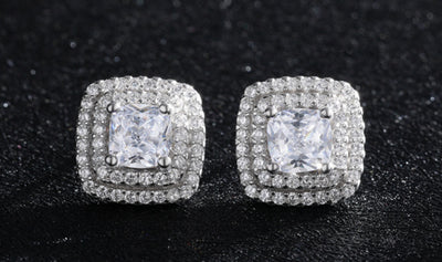 Aretes de Zirconia Cuadrados con Brillo Diamante - Image 9