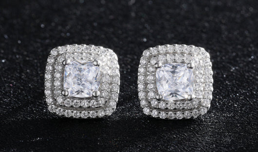 Aretes de Zirconia Cuadrados con Brillo Diamante - Image 9