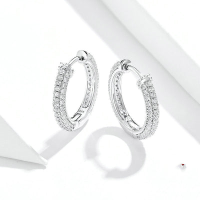 Aretes de Plata Esterlina con Circonita Cúbica - Diseño Clásico Circular S925 - Image 7