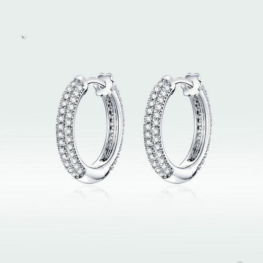 Aretes de Plata Esterlina con Circonita Cúbica - Diseño Clásico Circular S925 - Image 8