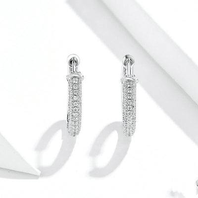 Aretes de Plata Esterlina con Circonita Cúbica - Diseño Clásico Circular S925 - Image 9