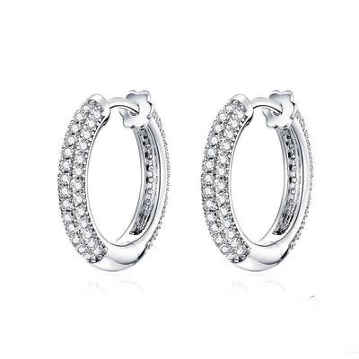 Aretes de Plata Esterlina con Circonita Cúbica - Diseño Clásico Circular S925 - Image 11