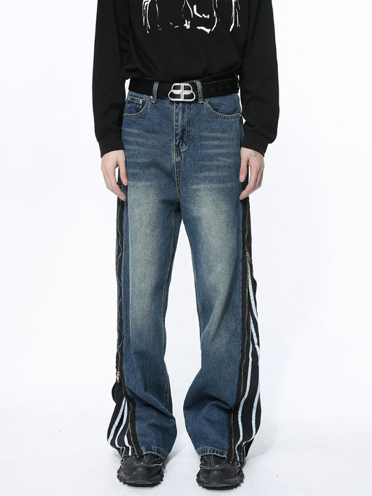 Pantalones Vaqueros Patchwork Retro Estilo Americano con Cierre de Diseño - Image 18
