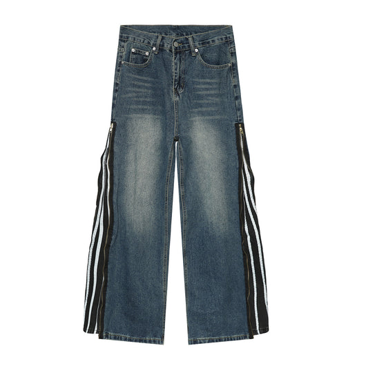 Pantalones Vaqueros Patchwork Retro Estilo Americano con Cierre de Diseño - Image 21