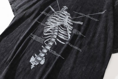 Camiseta Suelta Estampado Huesos para Hombre - Image 20