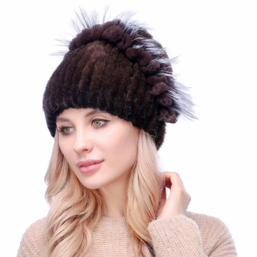 Gorro de Piel de Visón y Zorro Tejido - Colección Otoño Invierno - Image 16