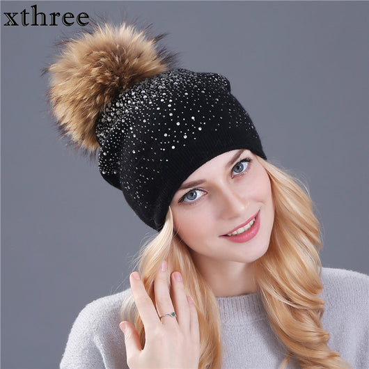 Gorro de Cachemira con Pompón de Pelaje de Zorro para Mujer - Image 26