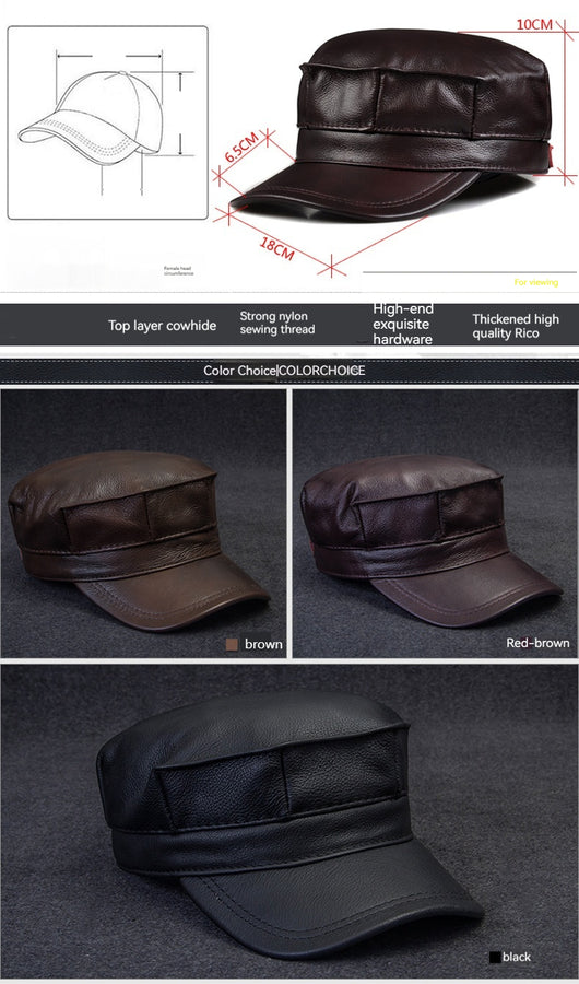 Gorra Octagonal de Cuero Genuino para Hombre - Otoño e Invierno - Image 16