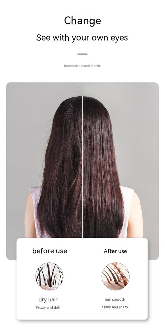 Black and rose gold wireless negative ion straight hair comb with three temperature settings and a sleek, portable design. - Image 17