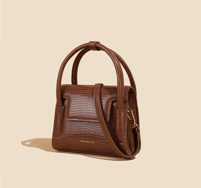 Bolso Mensajero de Cuero Genuino con Patrón de Lagartija para Mujer - Image 23
