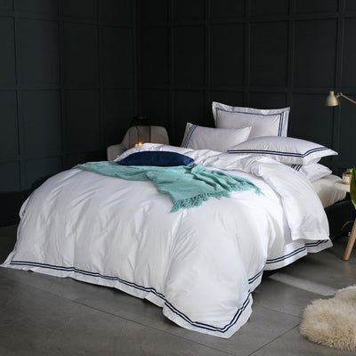 Juego de Cama Blanco 4 Piezas Algodón Puro Estilo Europeo - Image 26