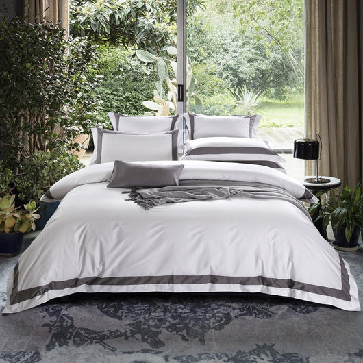 Juego de Cama Blanco 4 Piezas Algodón Puro Estilo Europeo - Image 40
