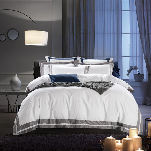Juego de Cama Blanco 4 Piezas Algodón Puro Estilo Europeo - Image 49