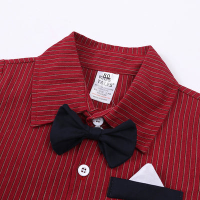 Conjunto de Tirantes con Corbatín Rojo a Rayas para Niño - Outfit Elegante para Celebraciones - Image 11
