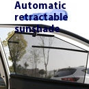Black perforated roller blind with suction cups for window sun protection, measuring 60x40cm, shown extended. - Image 43