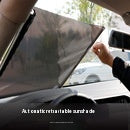 Black perforated roller blind with suction cups for window sun protection, measuring 60x40cm, shown extended. - Image 50