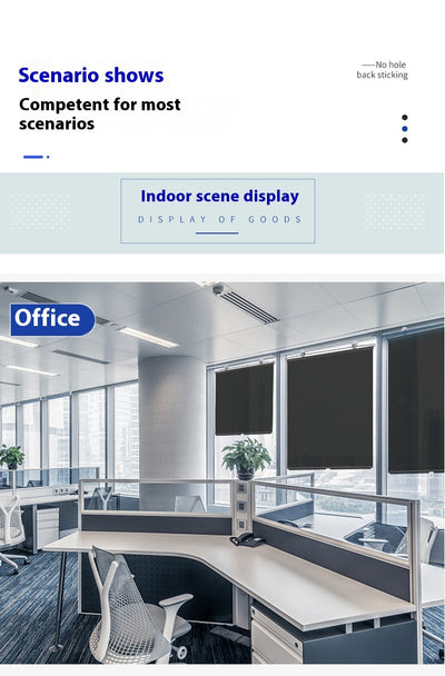 Black perforated roller blind with suction cups for window sun protection, measuring 60x40cm, shown extended. - Image 61