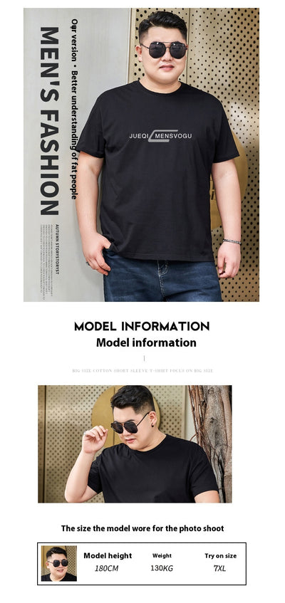 Camiseta de Algodón para Hombre Talla Grande - Cuello Redondo Manga Corta - Image 28