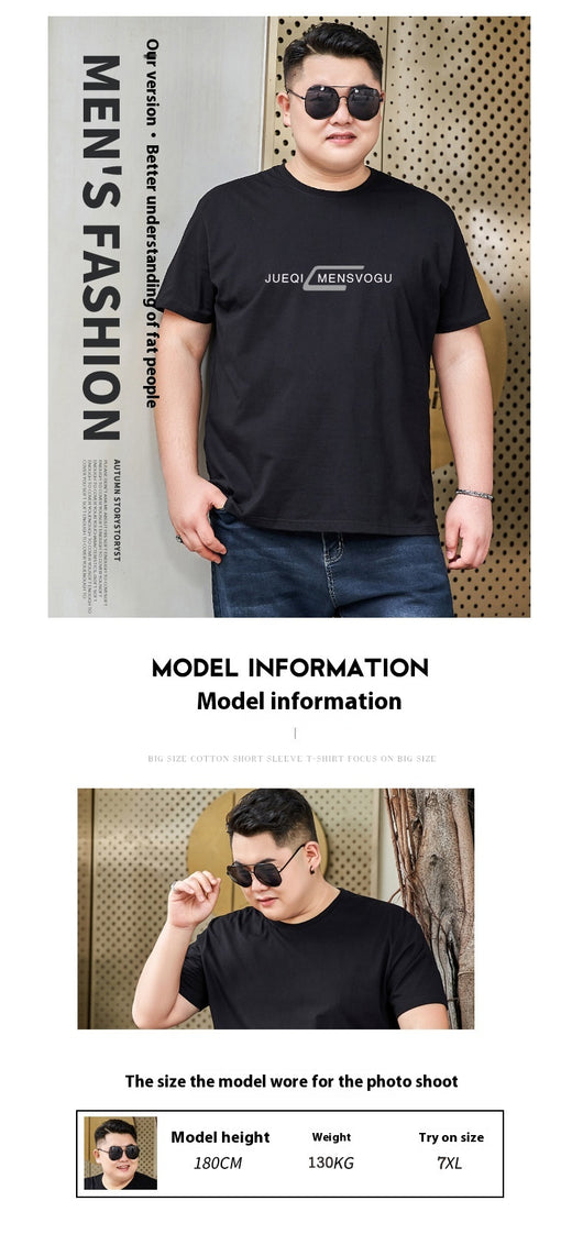 Camiseta de Algodón para Hombre Talla Grande - Cuello Redondo Manga Corta - Image 28