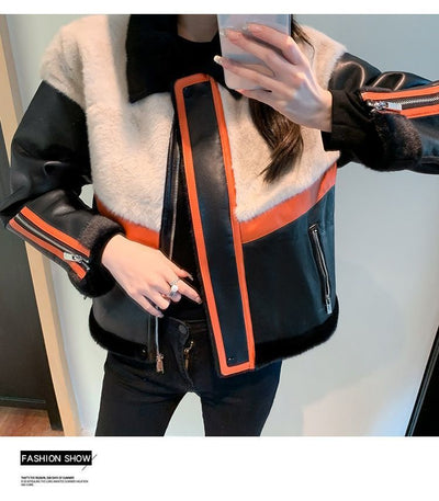 Chaqueta de Cuero para Motociclista con Pelaje Sintético Integrado - Image 15