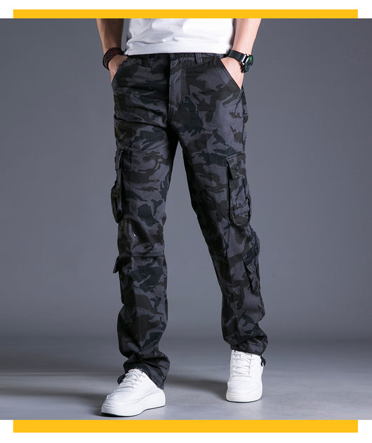 Pantalones Cargo Sueltos de Algodón con Múltiples Bolsillos - Camuflaje Hombre Talla Grande - Image 17