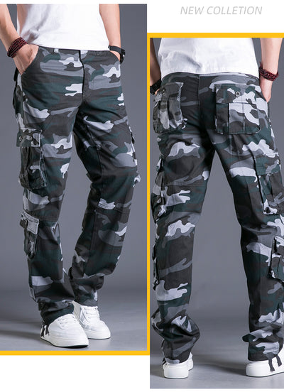 Pantalones Cargo Sueltos de Algodón con Múltiples Bolsillos - Camuflaje Hombre Talla Grande - Image 19